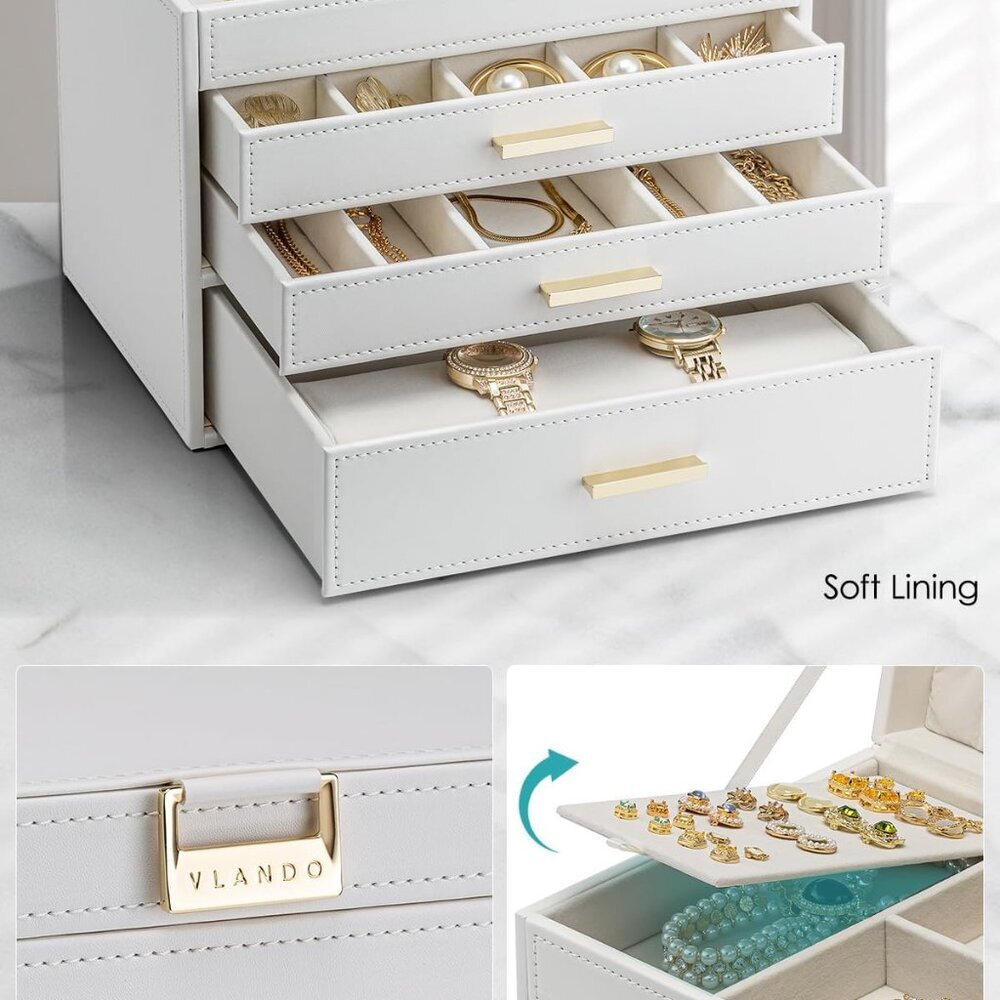 4 Layer Large Jewelry Box - Jewelry Holder Organizer, Jewelry Box Organizer for - Picture 5 of 7